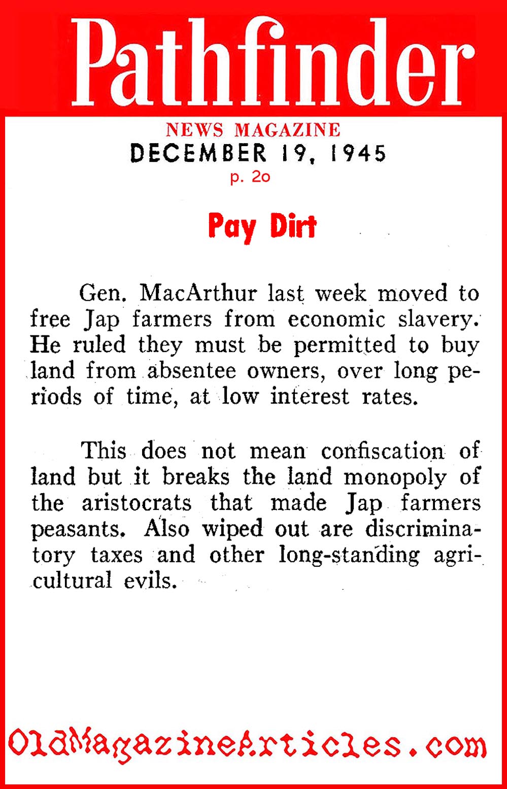 Japanese Feudalism Overturned (Pathfinder Magazine, 1945)