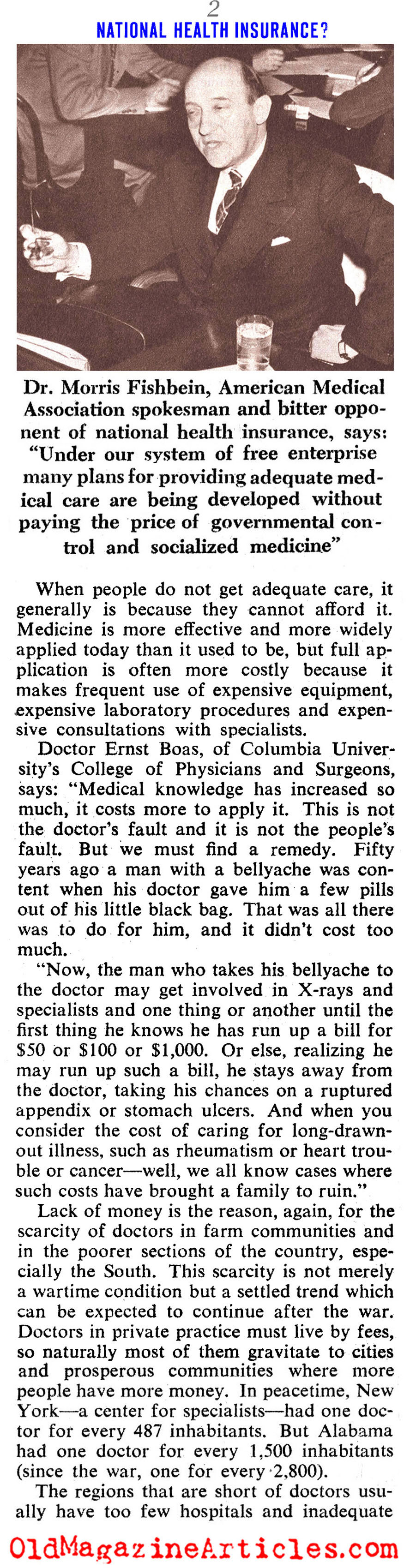 Weighing the Pros and Cons of Socialized Medicine (Collier's Magazine, 1945)