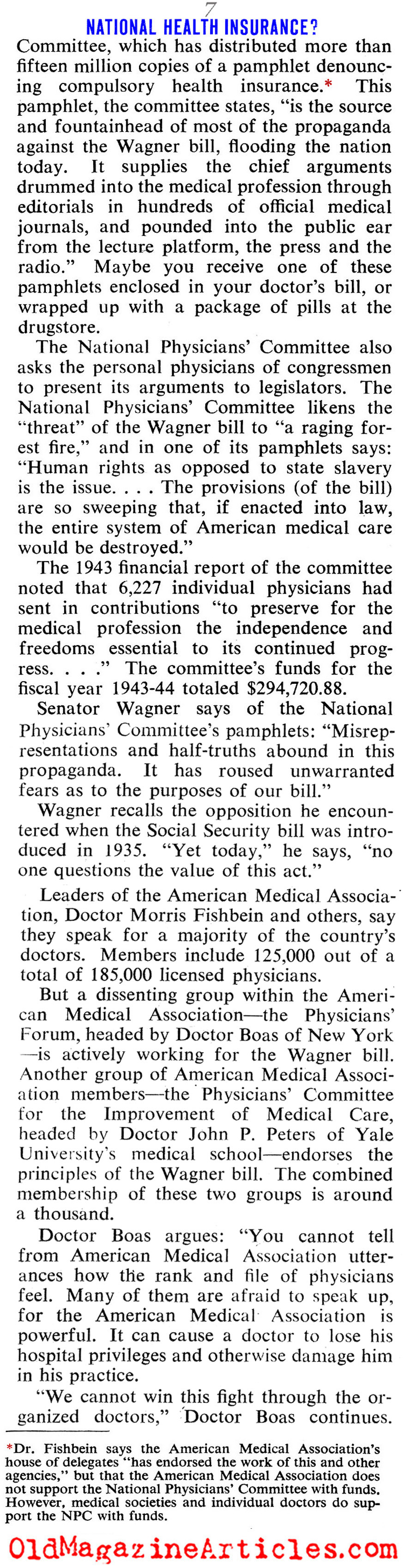 Weighing the Pros and Cons of Socialized Medicine (Collier's Magazine, 1945)