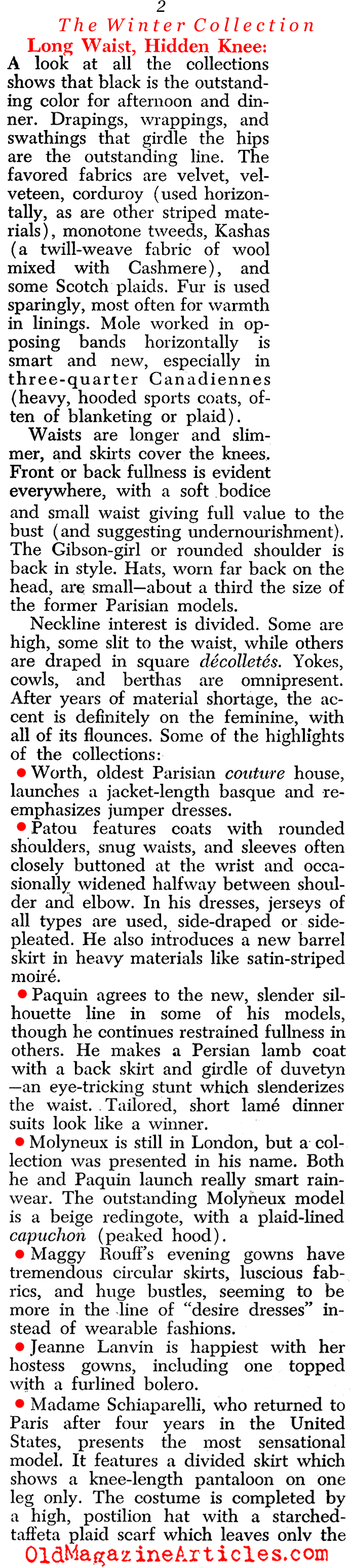 The Paris Winter Collection (Newsweek Magazine, 1945)