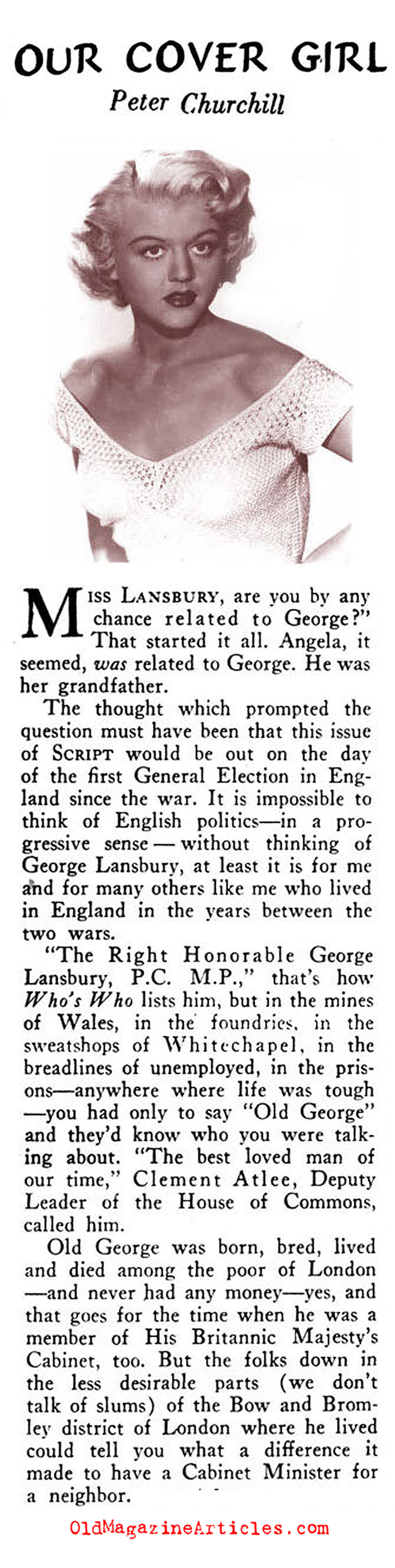 A Profile of George Lansbury (Rob Wagner's Script Magazine, 1945)