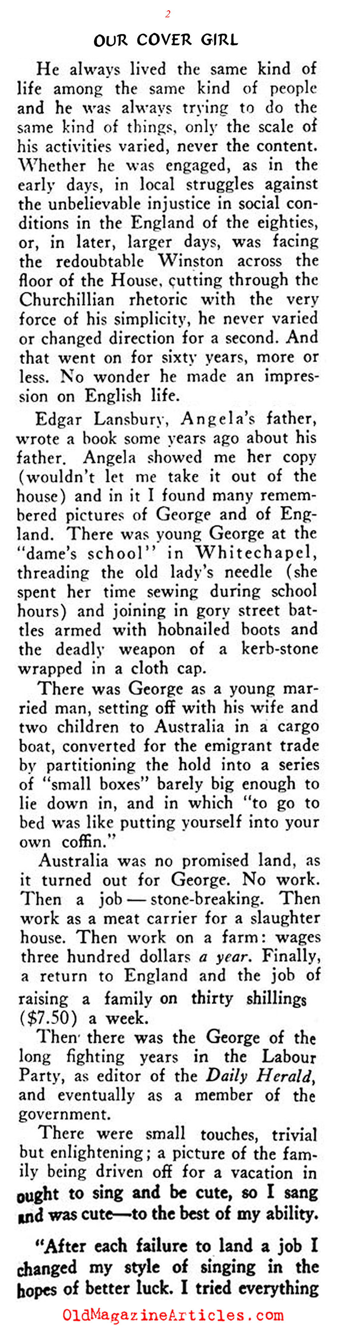 A Profile of George Lansbury (Rob Wagner's Script Magazine, 1945)