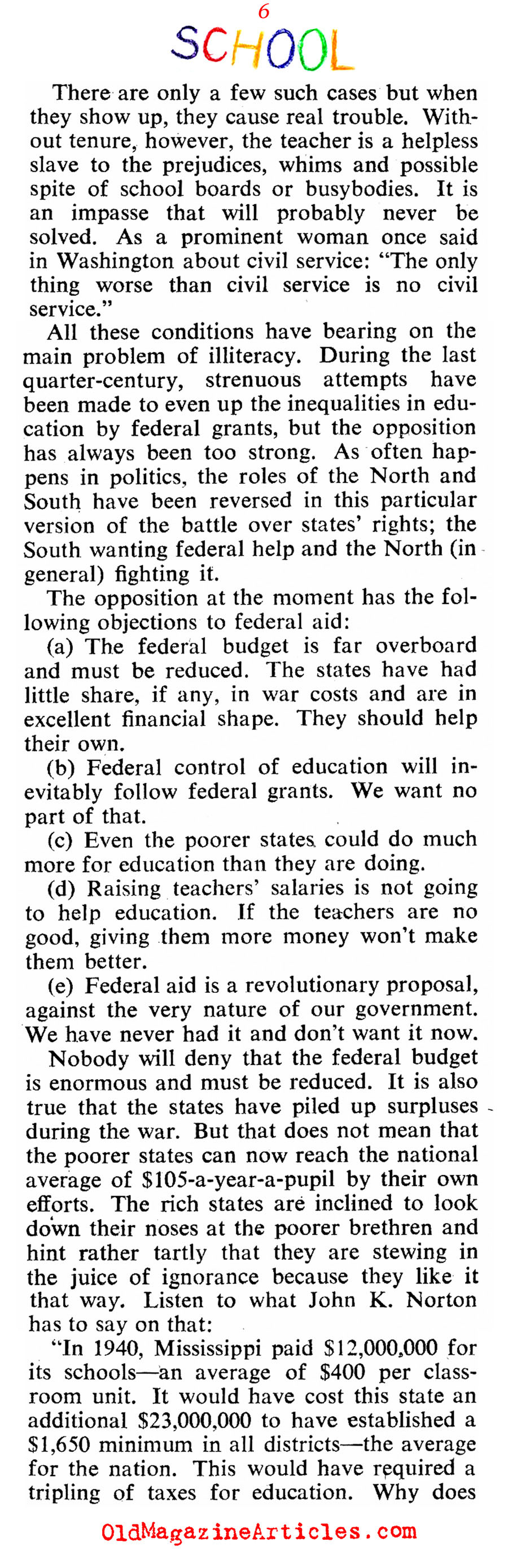 ''Our Schools Are A Scandal'' (Collier's Magazine, 1946)