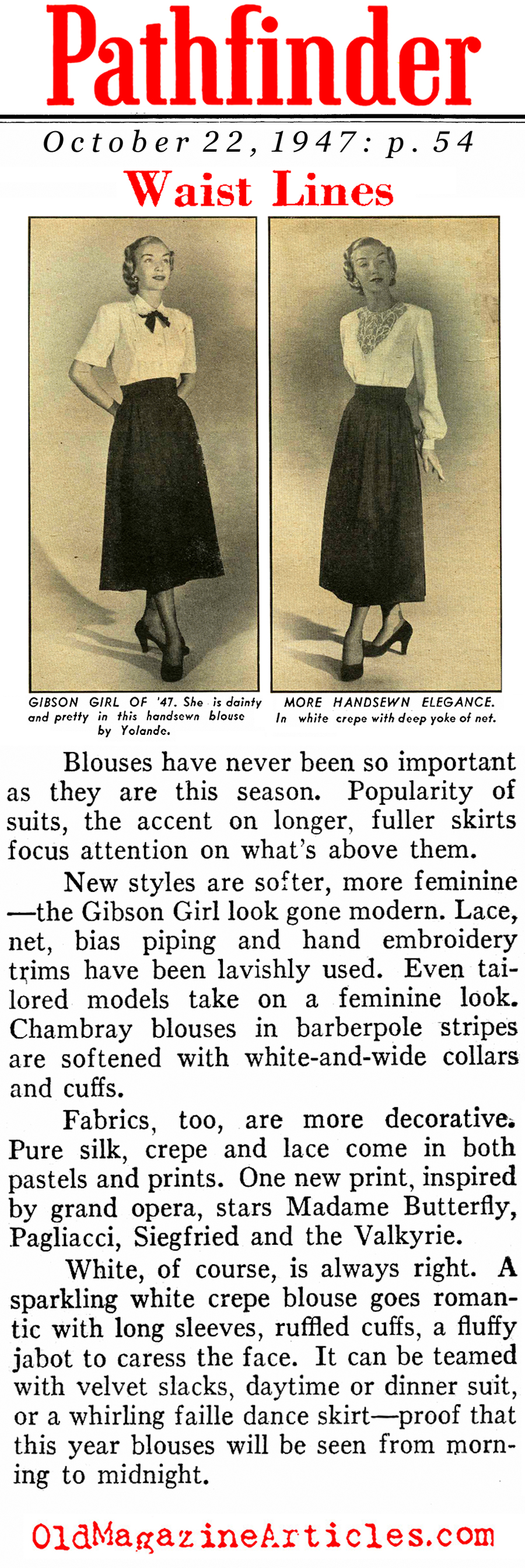 Thoughts on Blouses (Pathfinder Magazine, 1947)