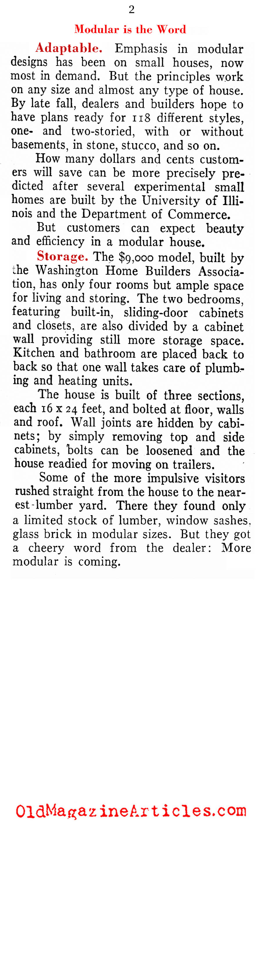 Modular Housing (Pathfinder Magazine, 1947)