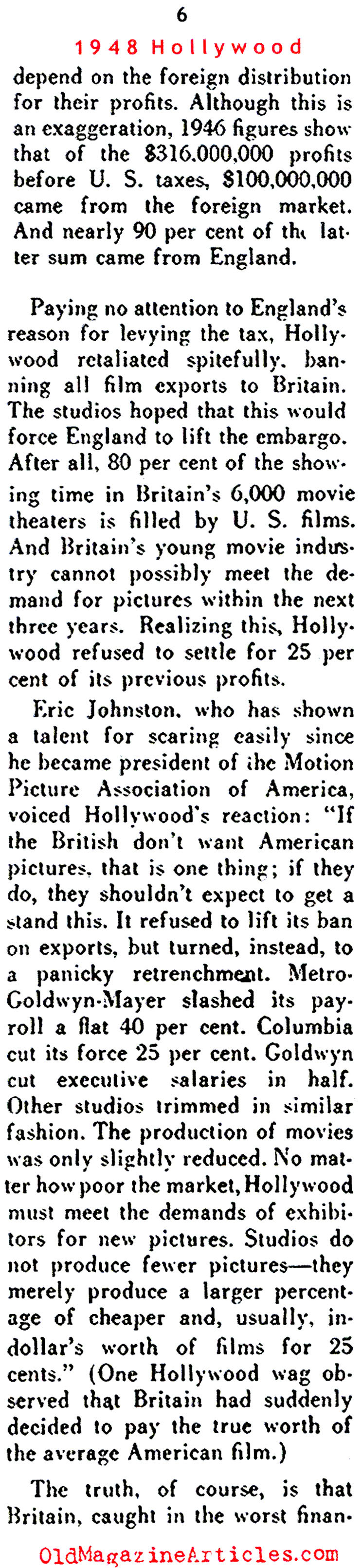 ''Panic in Hollywood'' ('48 Magazine, 1948)