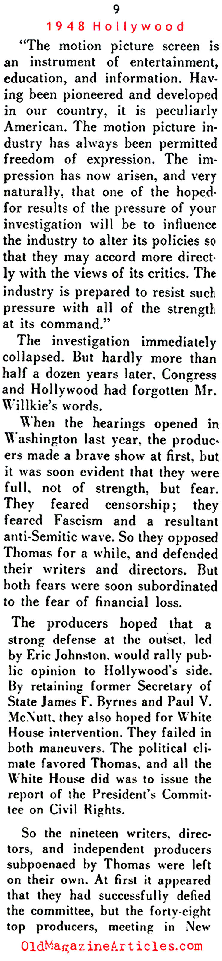 ''Panic in Hollywood'' ('48 Magazine, 1948)