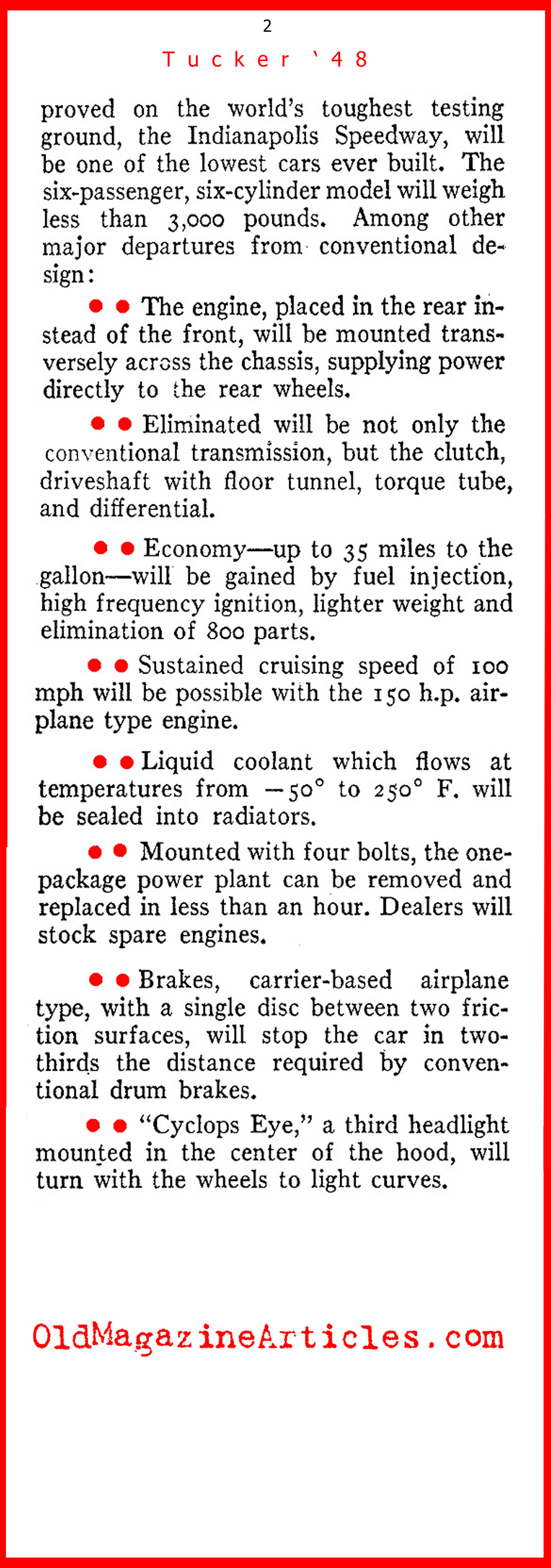 The 1948 Tucker (Pathfinder Magazine, 1947)