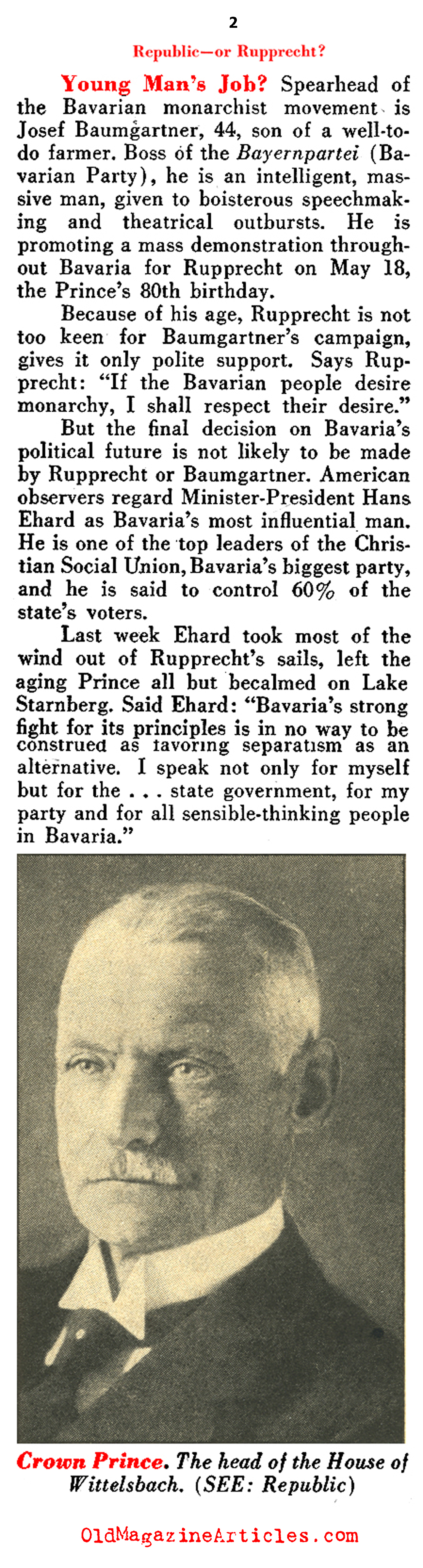 The Bavarians Wanted a King (Pathfinder Magazine, 1949)