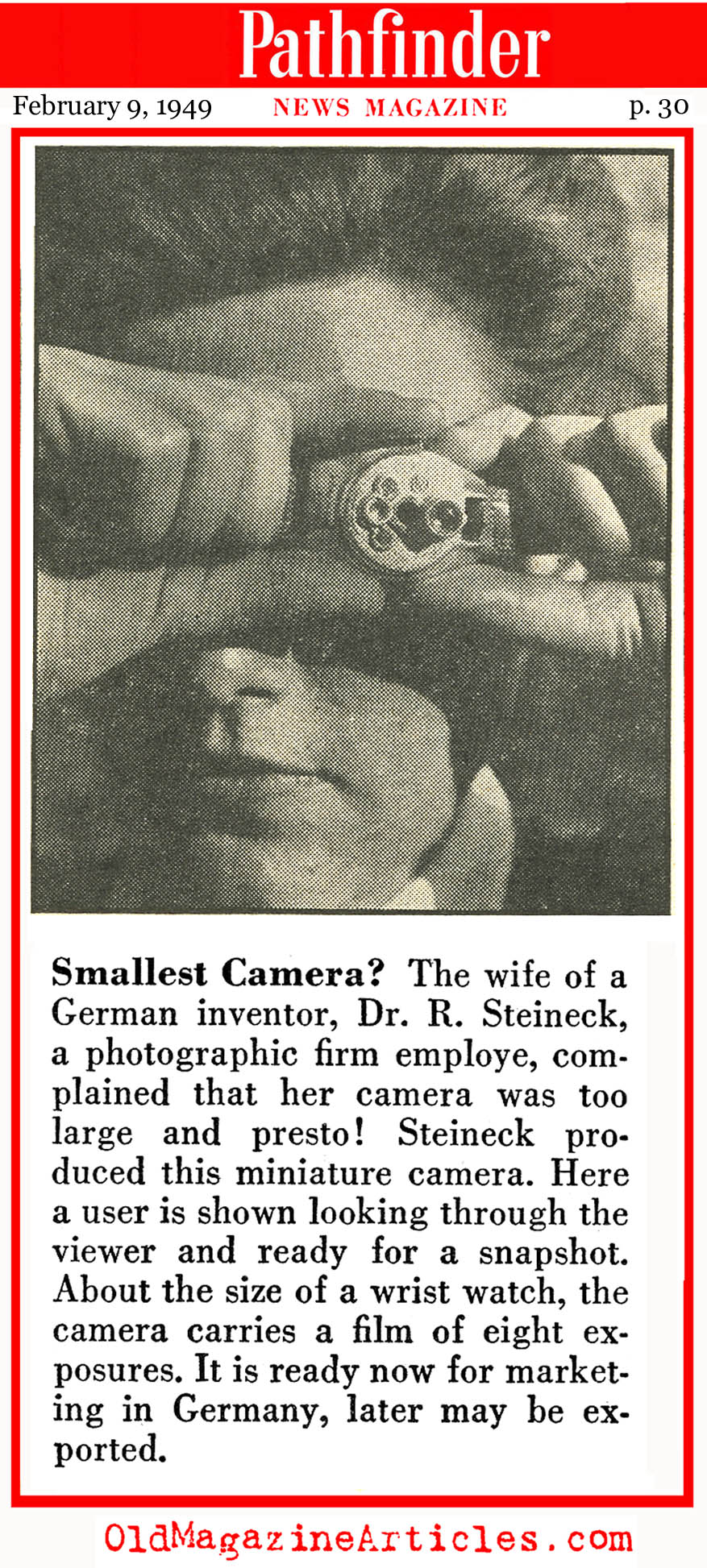 The Steineck Spy Camera (Pathfinder Magazine, 1949)