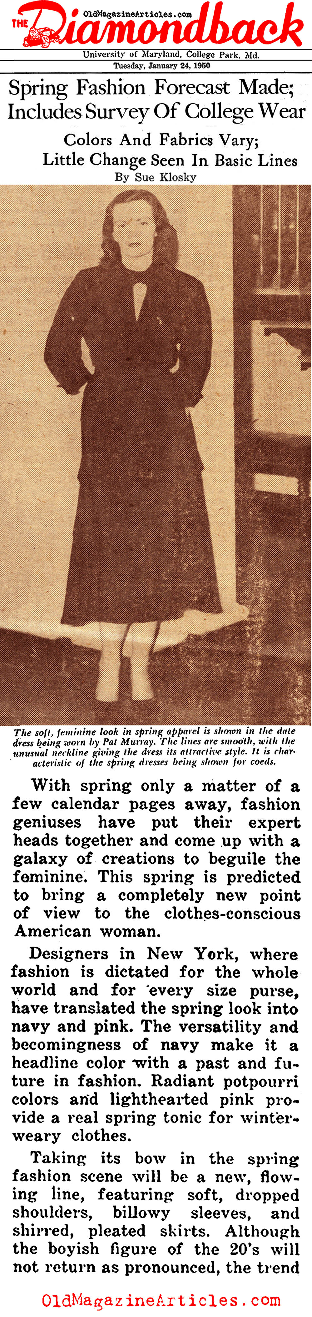 The College Fashion Forecast for the Spring of 1950 (The Diamondback, 1950)