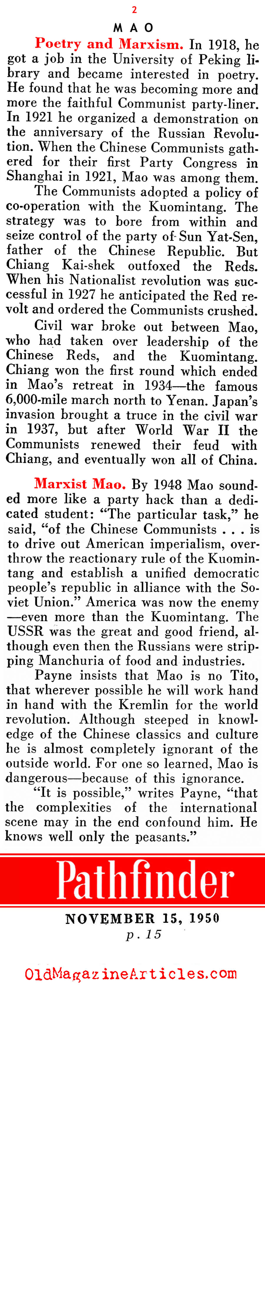 Meet Mao Zedong (Pathfinder Magazine, 1950)