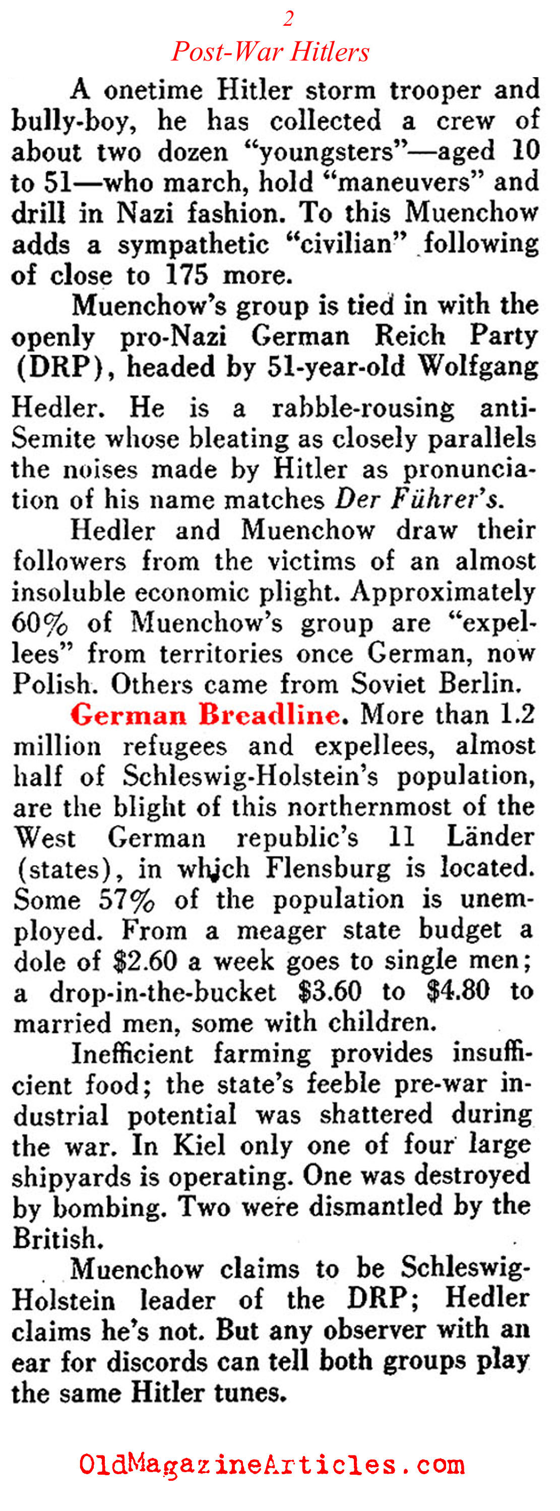 Post-War Nazis (Pathfinder Magazine, 1951)