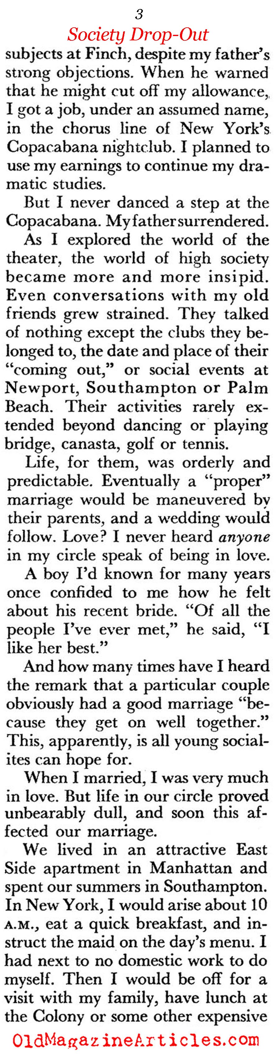 ''The Low State of High Society'' (Coronet Magazine, 1958)