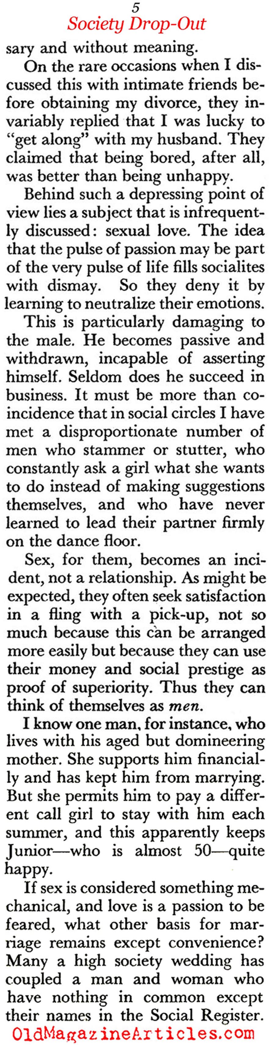 ''The Low State of High Society'' (Coronet Magazine, 1958)