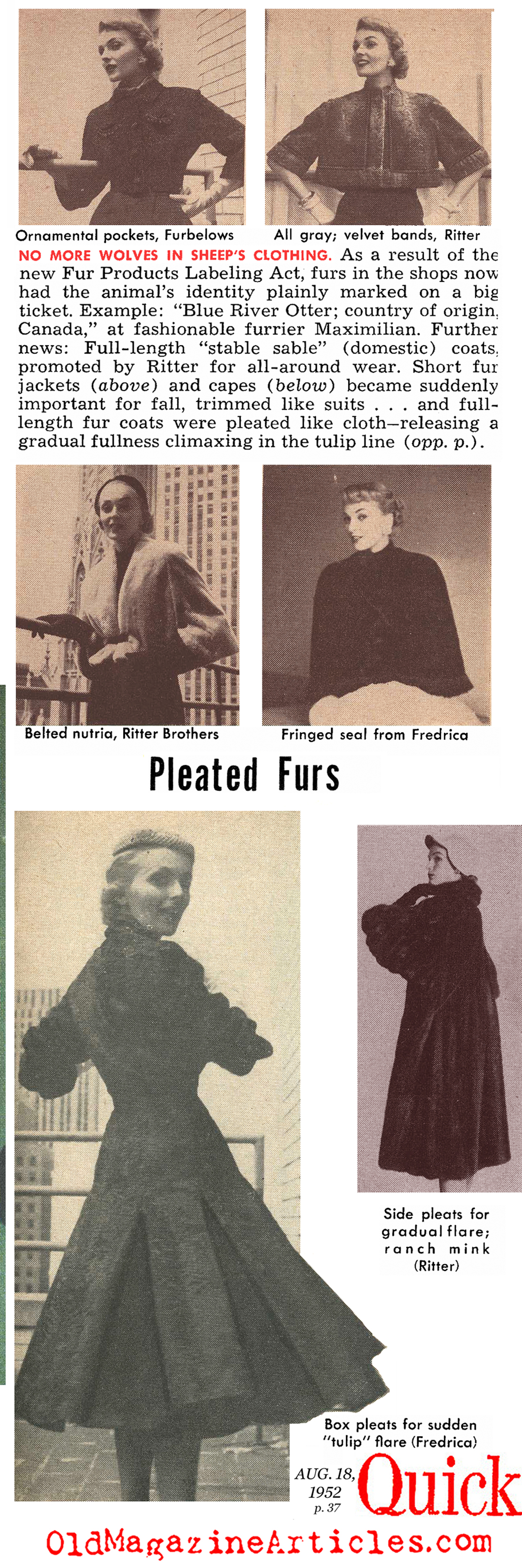 Fur Jewelry and Wraps (Quick Magazine, 1952)