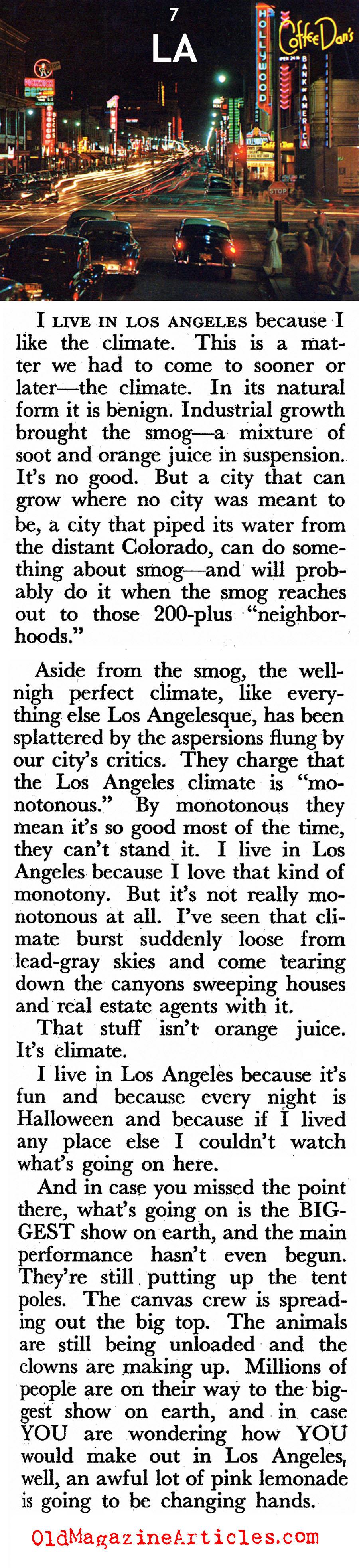 ''Why I Live In Los Angeles'' (Pageant Magazine, 1950)
