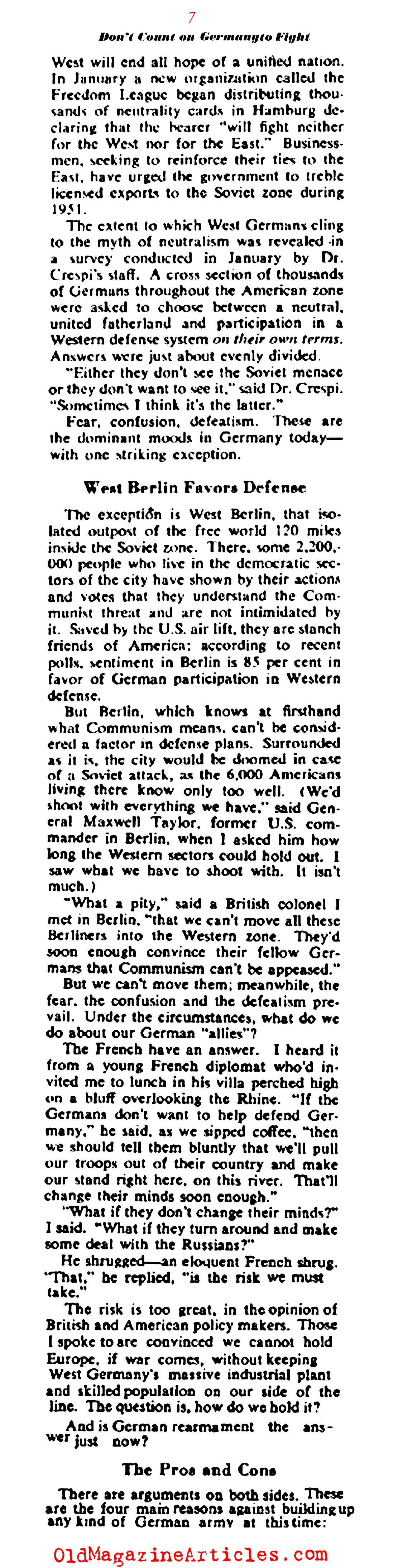 Germany and the Next War (Collier's Magazine, 1951)