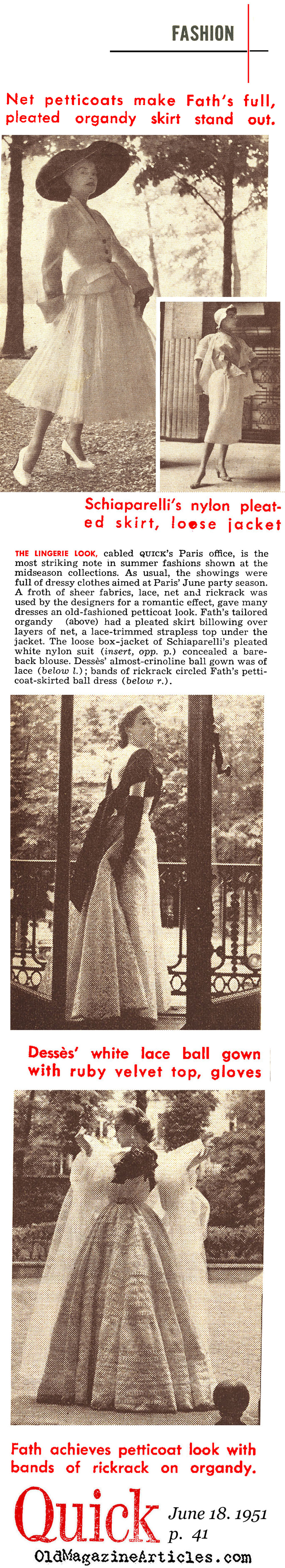 Jacques Fath and Elsa Schiaparelli (Quick Magazine, 1951)