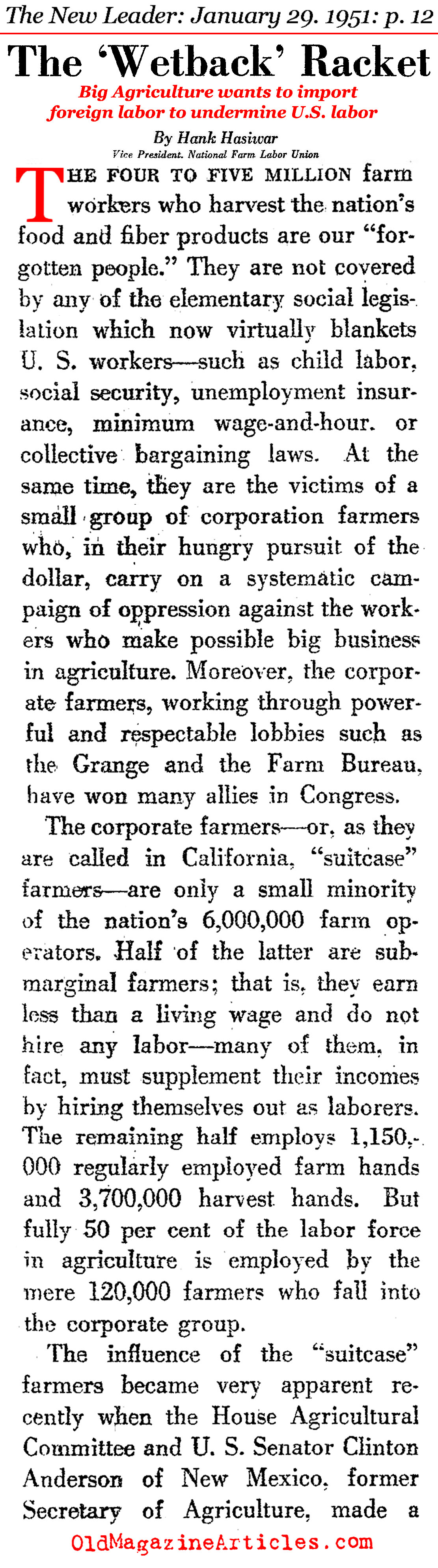 The Origins of <em>''Undocumented''</em> Labor (The New Leader, 1951)