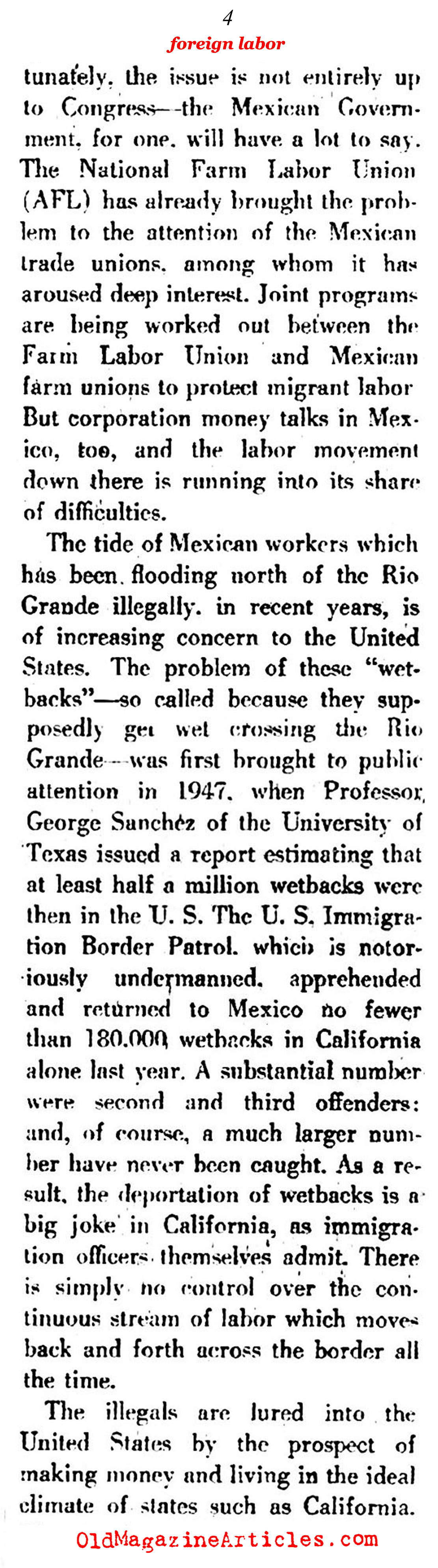 The Origins of <em>''Undocumented''</em> Labor (The New Leader, 1951)