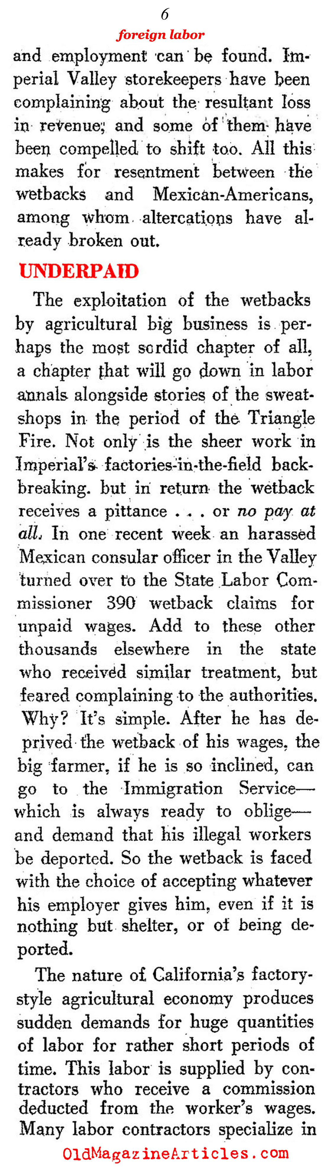 The Origins of <em>''Undocumented''</em> Labor (The New Leader, 1951)