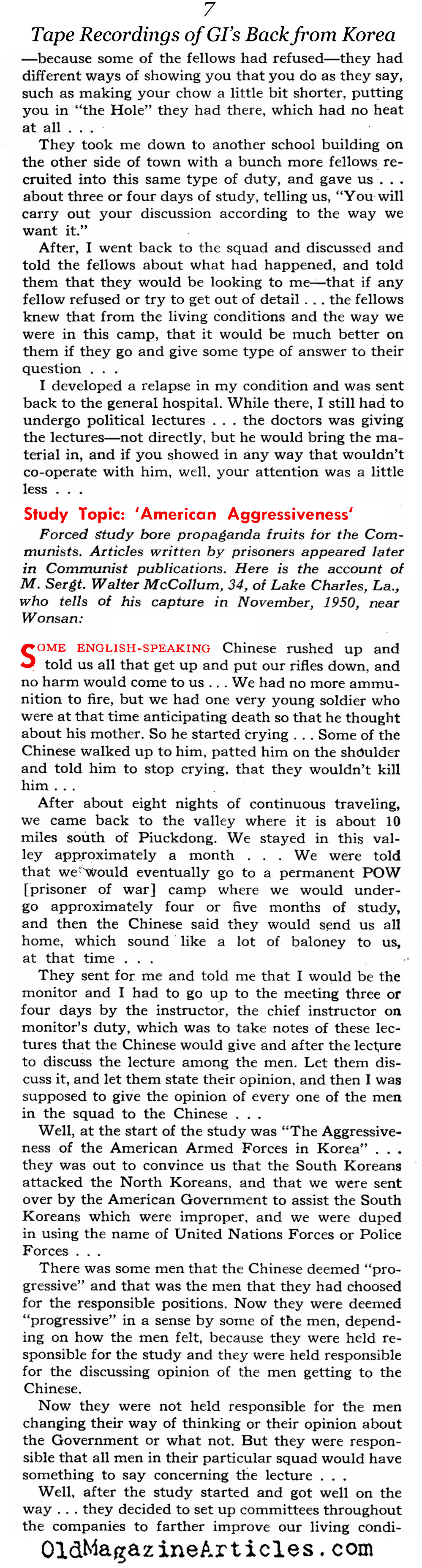 American POWs in North Korea (United States News, 1953)