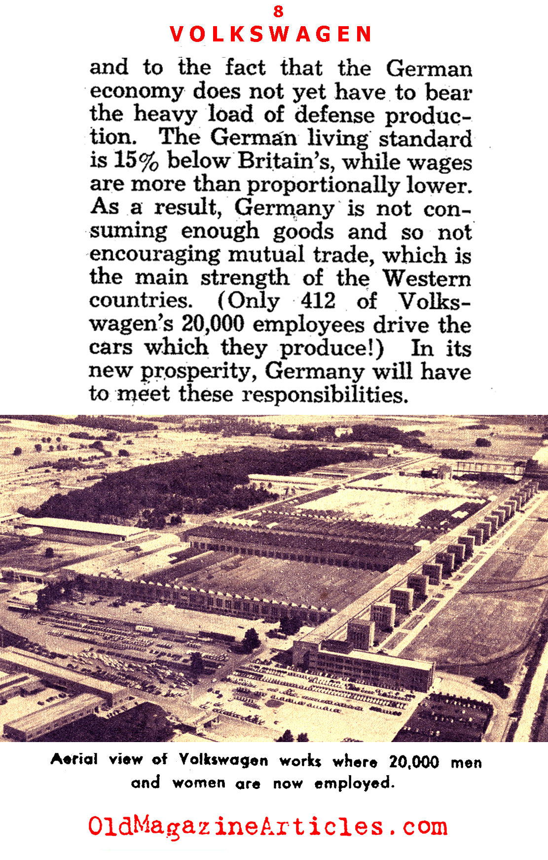 The Post-War Miracle that was Volkswagen  (Pic Magazine, 1955)