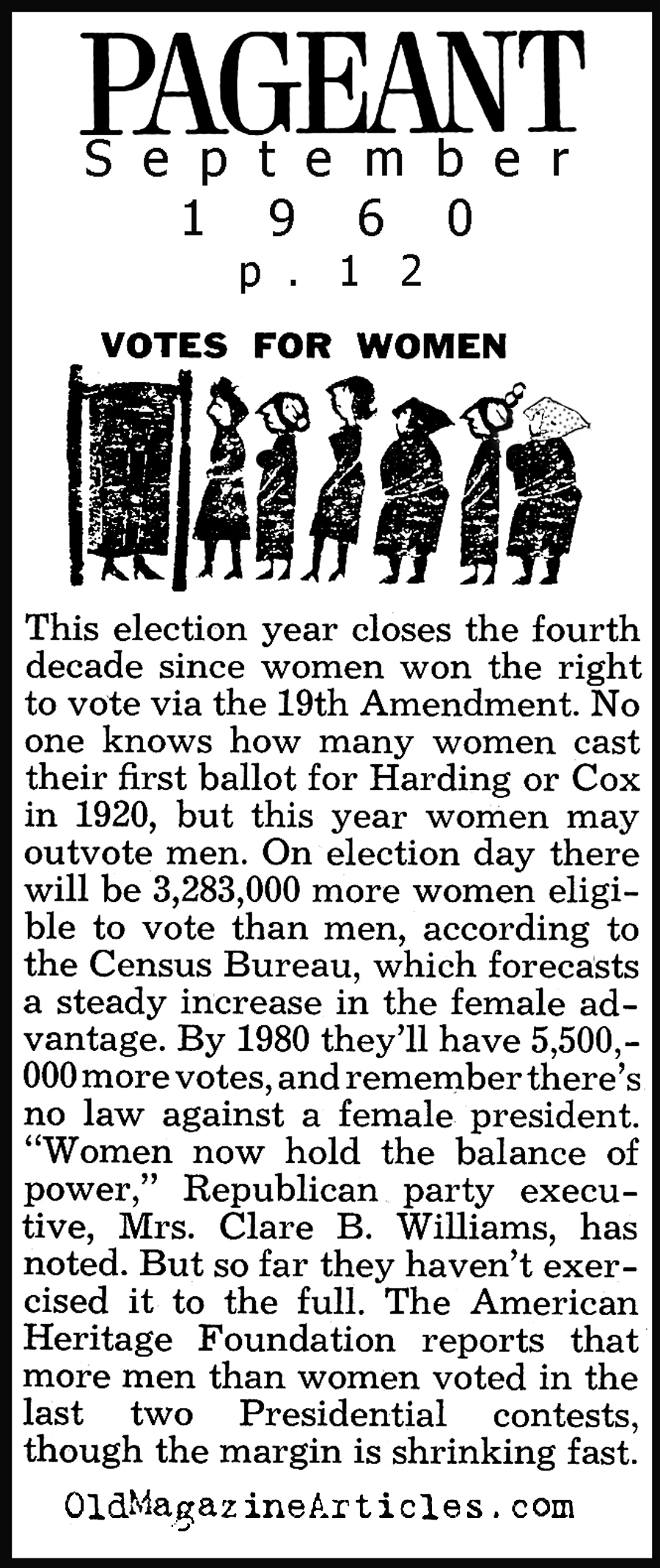 Forty Years of Women Voting (Pageant Magazine, 1960)