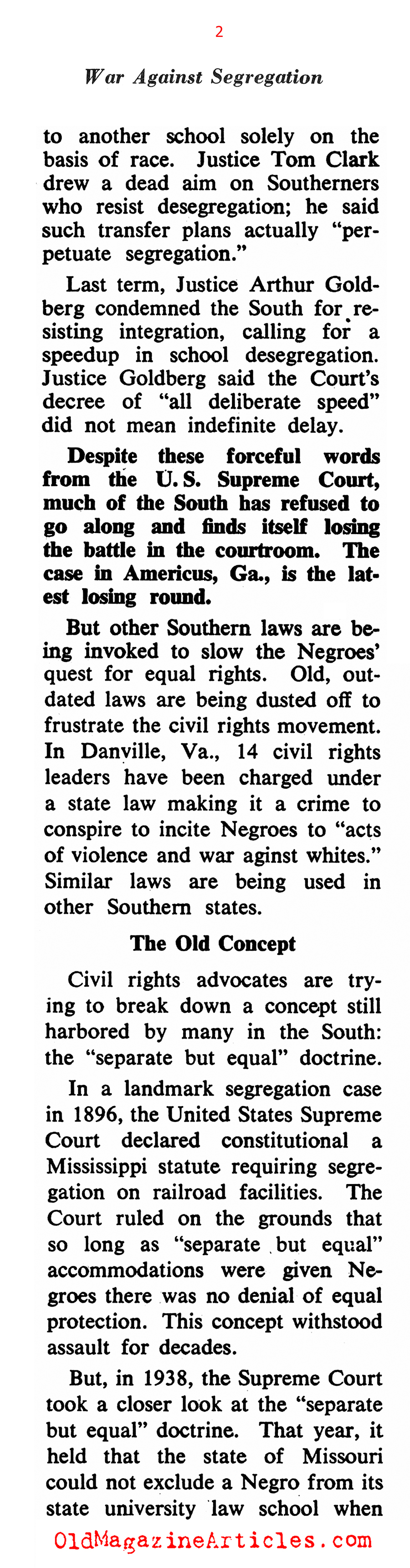 The Beginning of the End for Jim Crow (Washington World, 1963)