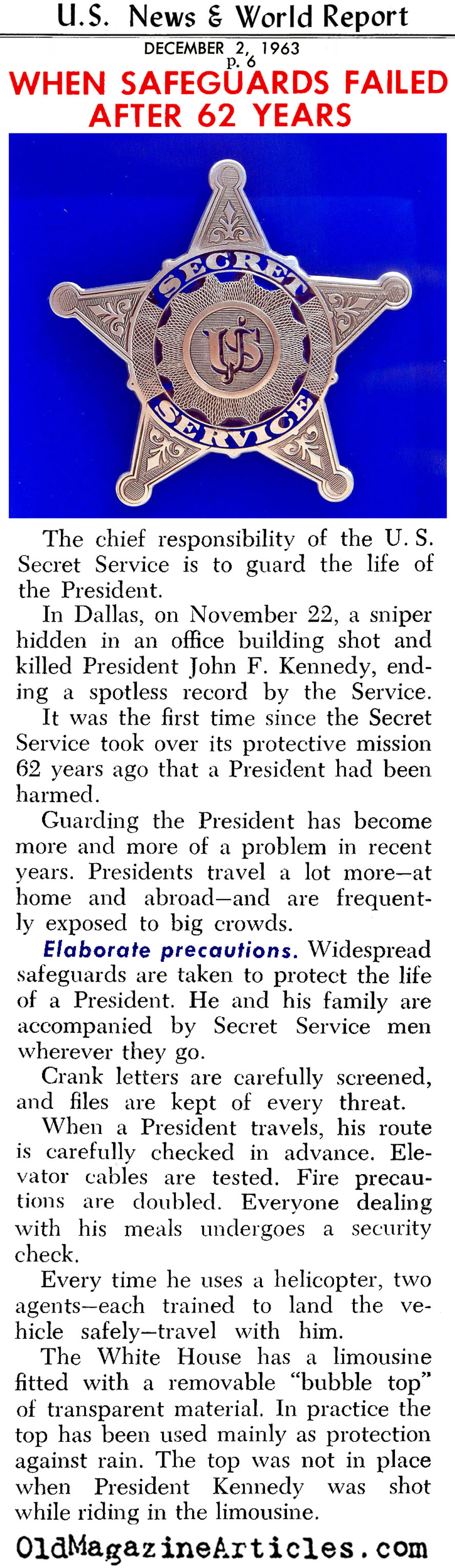 Spotlight on the Secret Service (United States News, 1963)