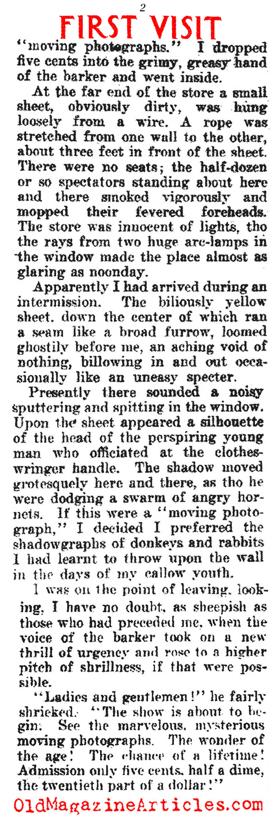 ''My First Visit to the Flickers''  (Motion Picture Magazine, 1915)