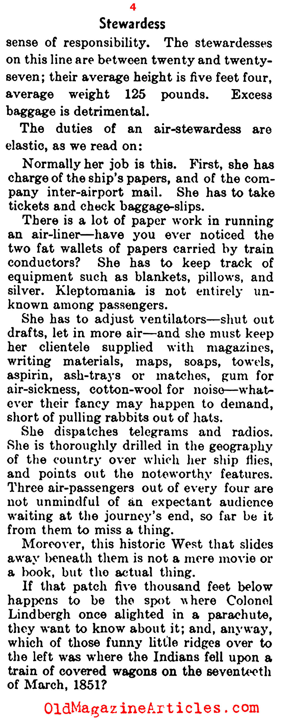 The Earliest Airline Stewardesses (The Literary Digest, 1933)