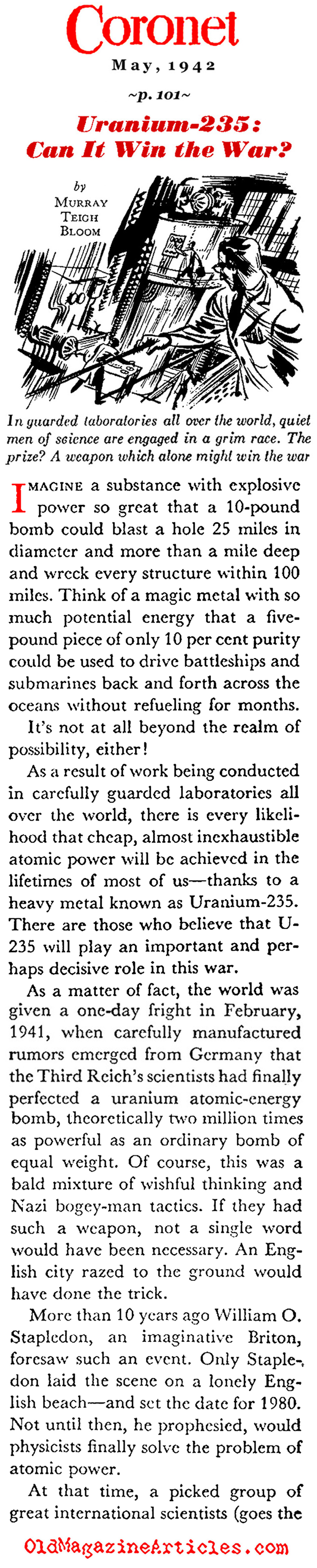 ''Uranium-235: Can It Win the War?'' (Coronet Magazine, 1942)