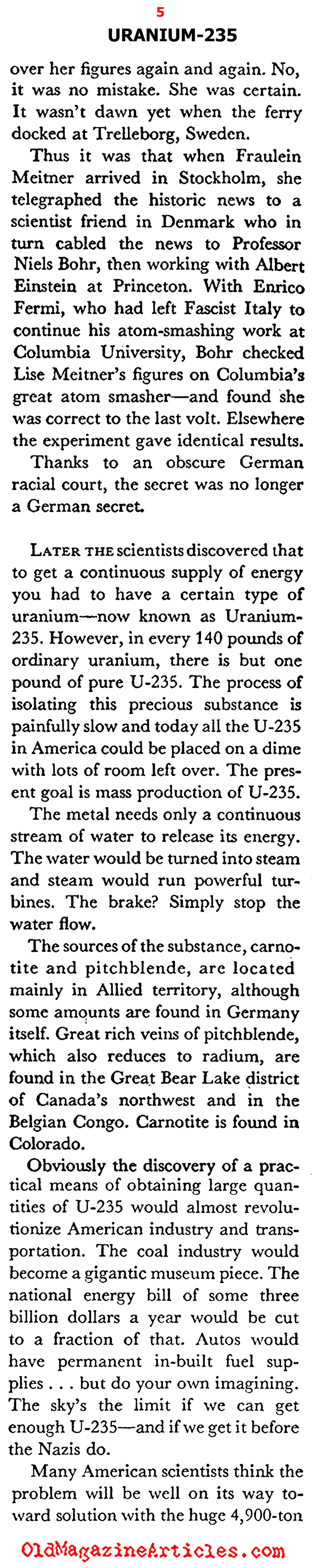 ''Uranium-235: Can It Win the War?'' (Coronet Magazine, 1942)