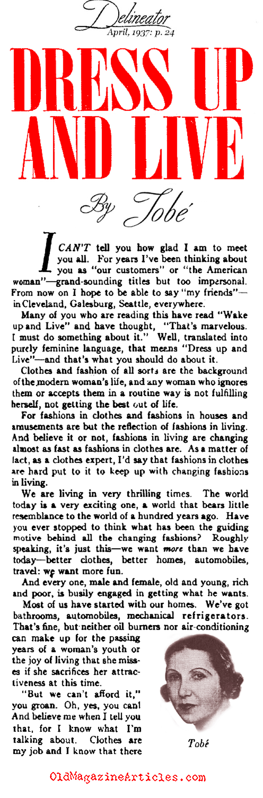 Was Tobé the First Fashion Stylist? (Delineator Magazine, 1937)