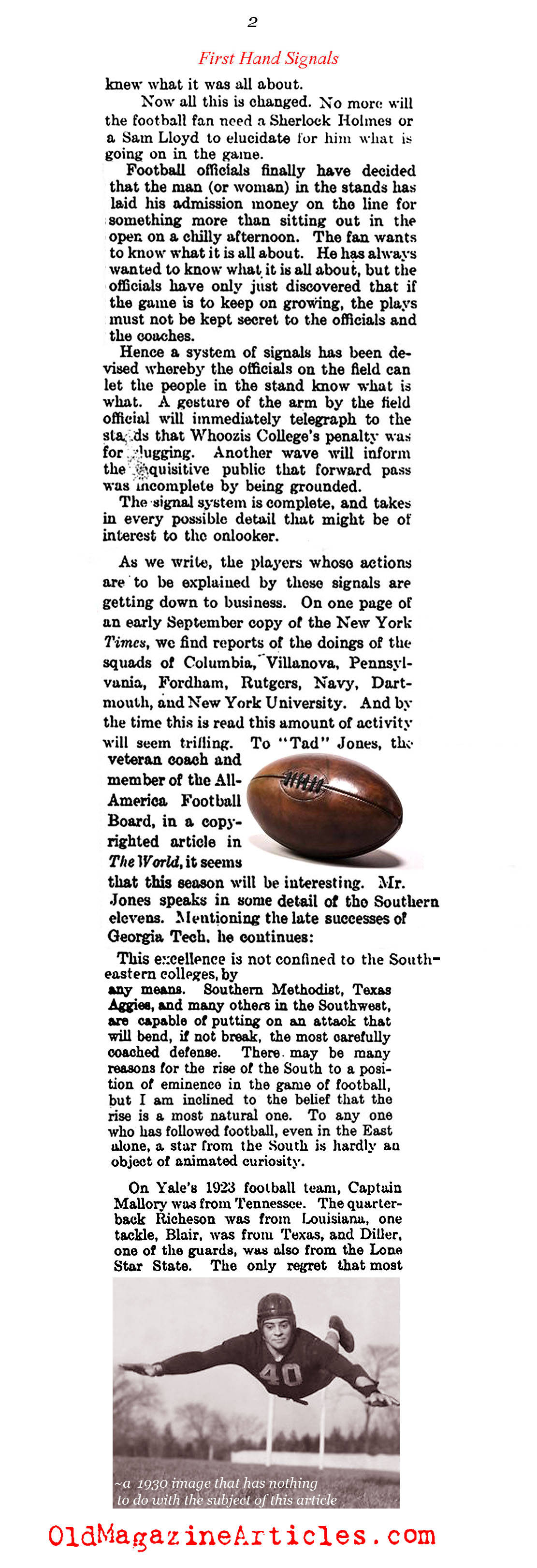 The Very First Football Referee Hand Signals (Literary Digest, 1929)