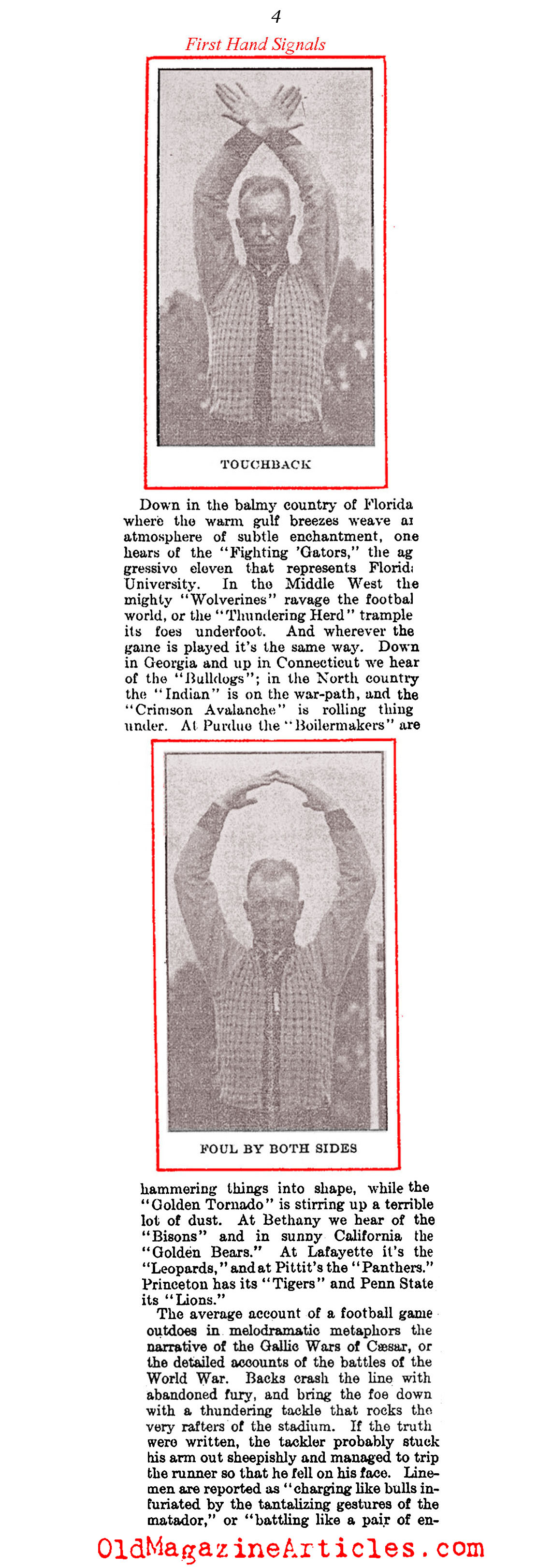 The Very First Football Referee Hand Signals (Literary Digest, 1929)