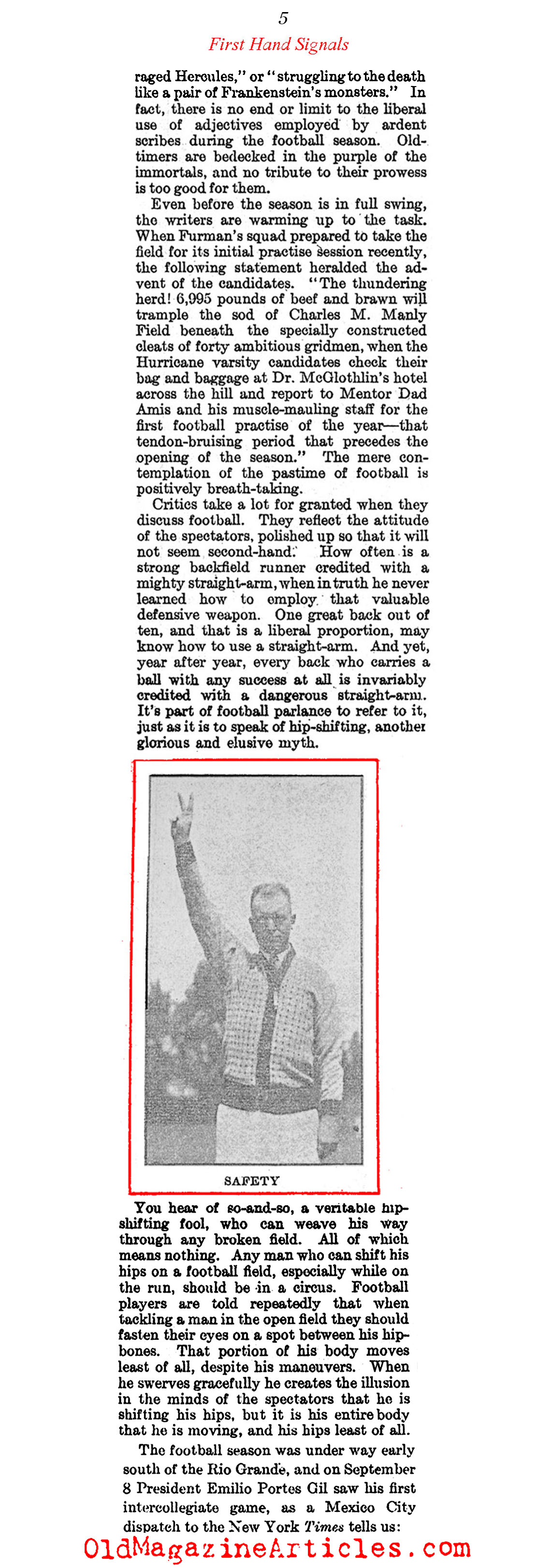 The Very First Football Referee Hand Signals (Literary Digest, 1929)