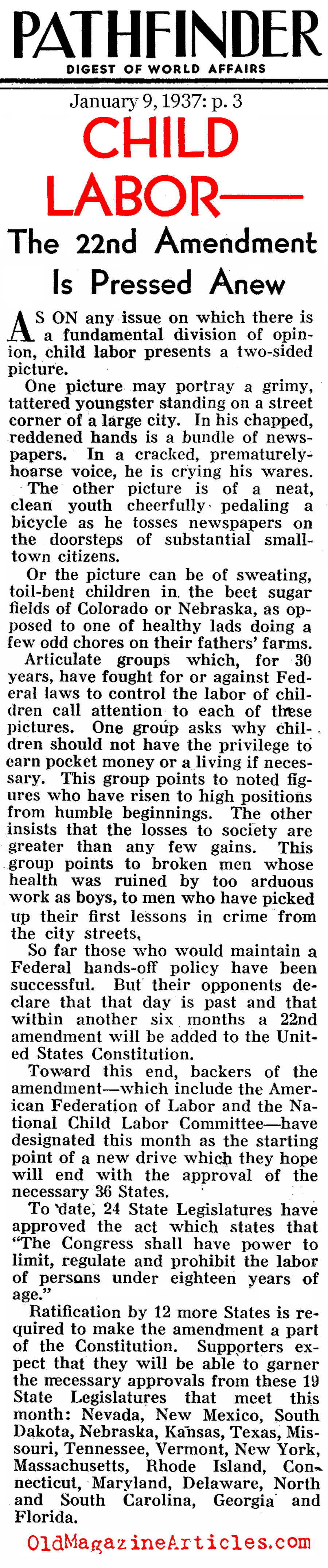 Putting An End To Child Labor (Pathfinder Magazine, 1937)