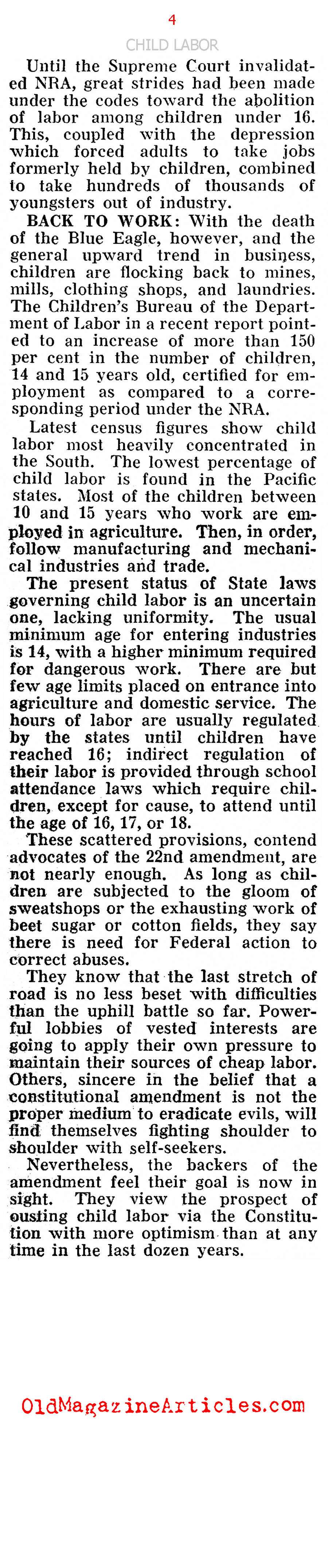 Putting An End To Child Labor (Pathfinder Magazine, 1937)