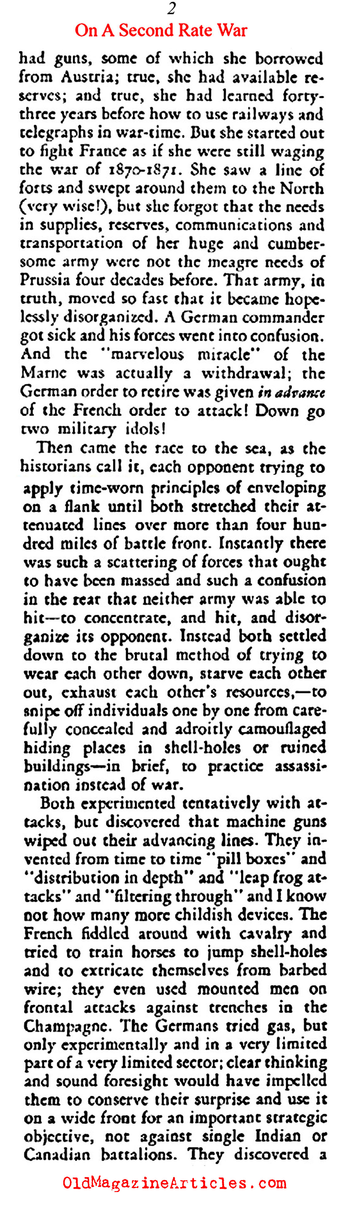 It was a Second Rate War (The American Mercury, 1924)