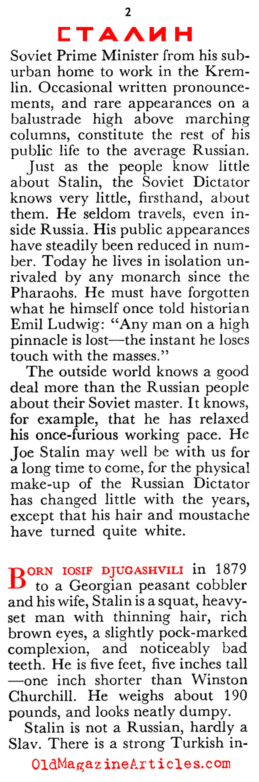 Stalin at 72 (Coronet Magazine, 1952)