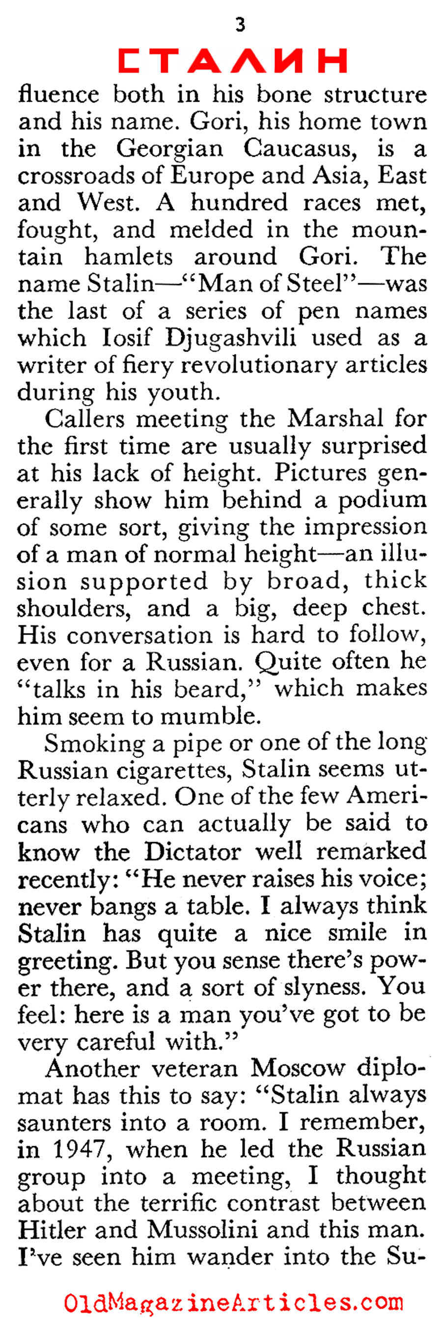 Stalin at 72 (Coronet Magazine, 1952)