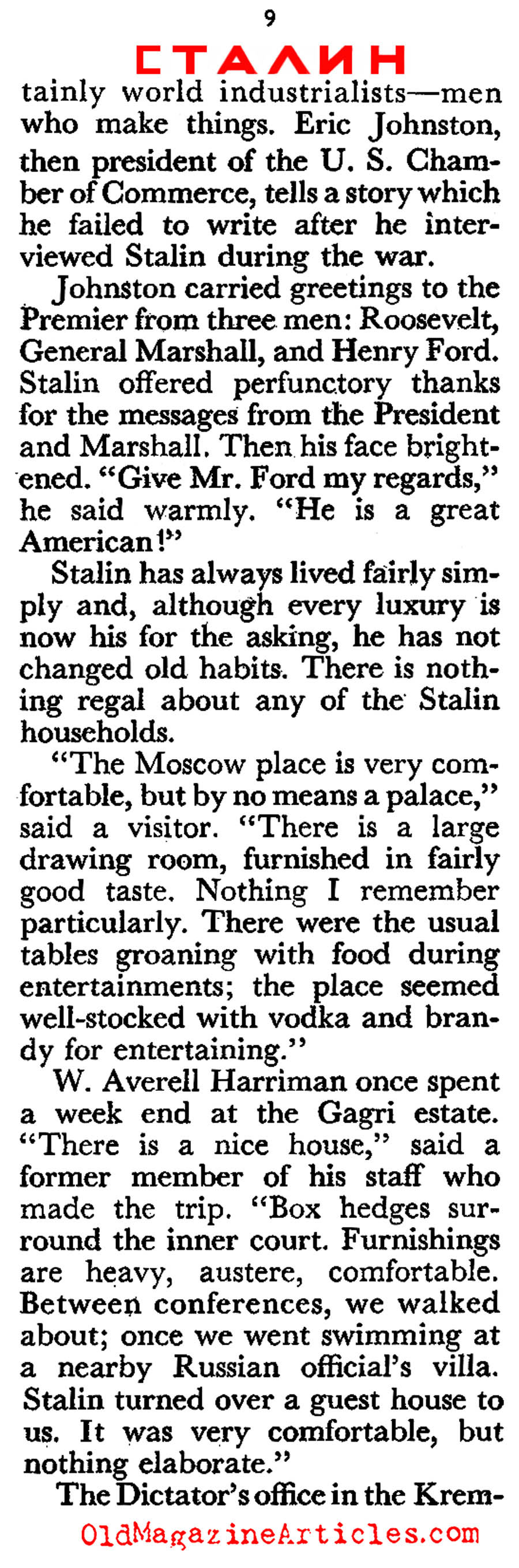 Stalin at 72 (Coronet Magazine, 1952)