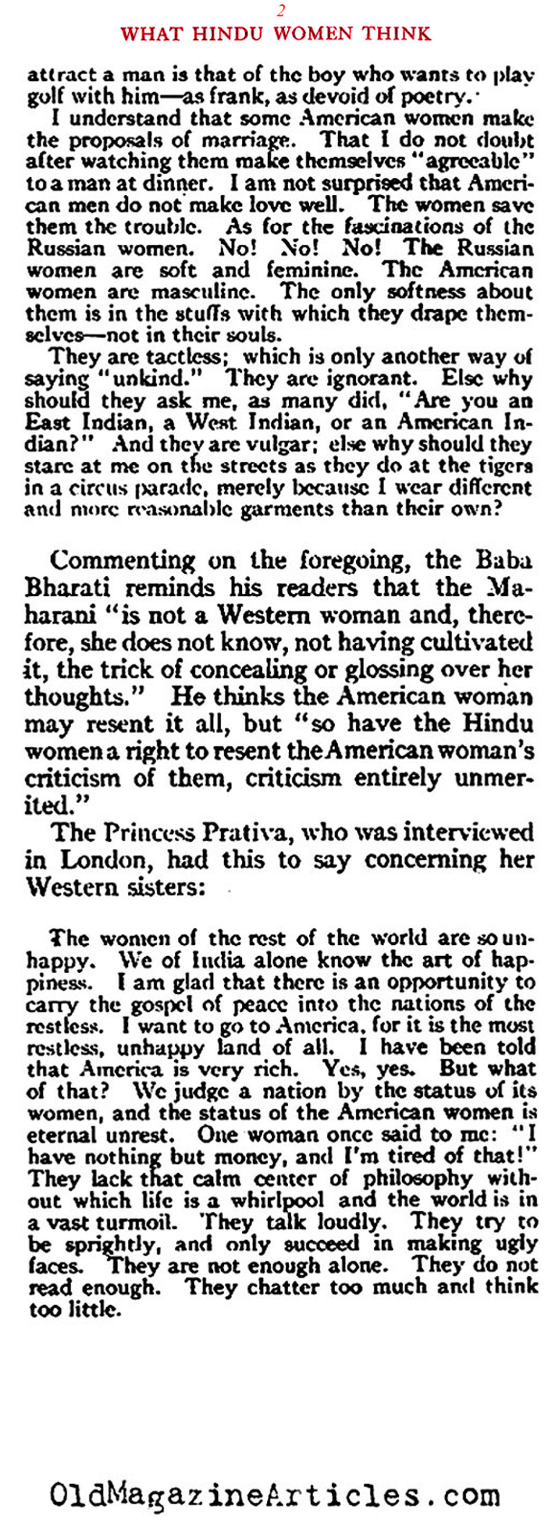 What Hindu Women Think of  American Suffrage (Review of Reviews, 1910)