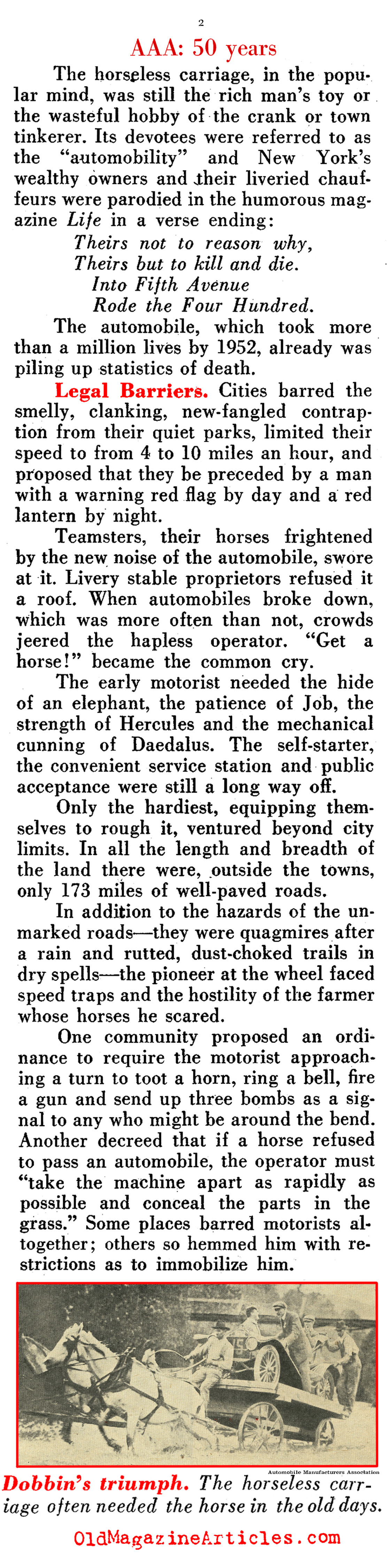 The First Fifty-Years Behind the Wheel (Pathfinder Magazine, 1952)