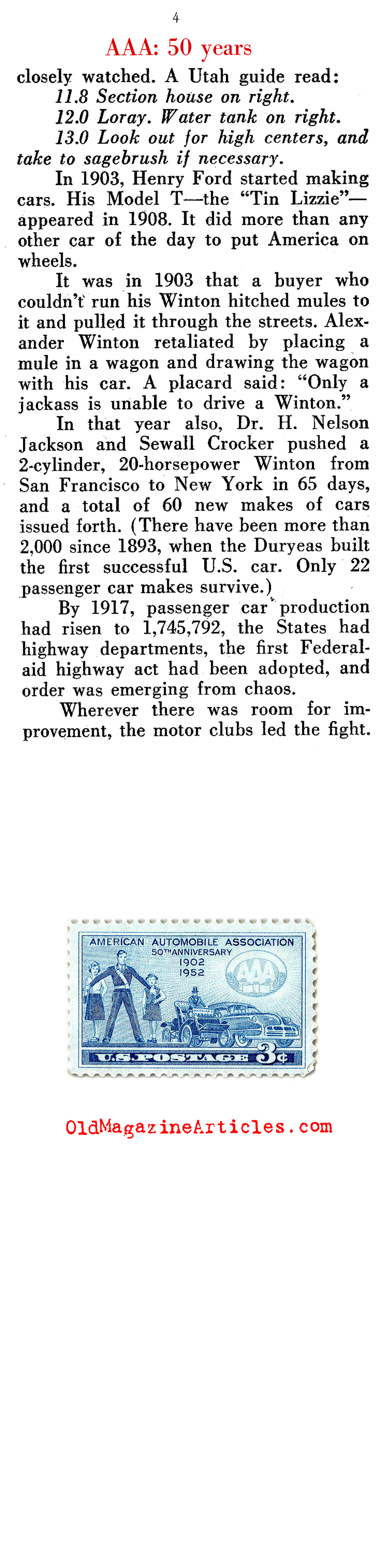 The First Fifty-Years Behind the Wheel (Pathfinder Magazine, 1952)