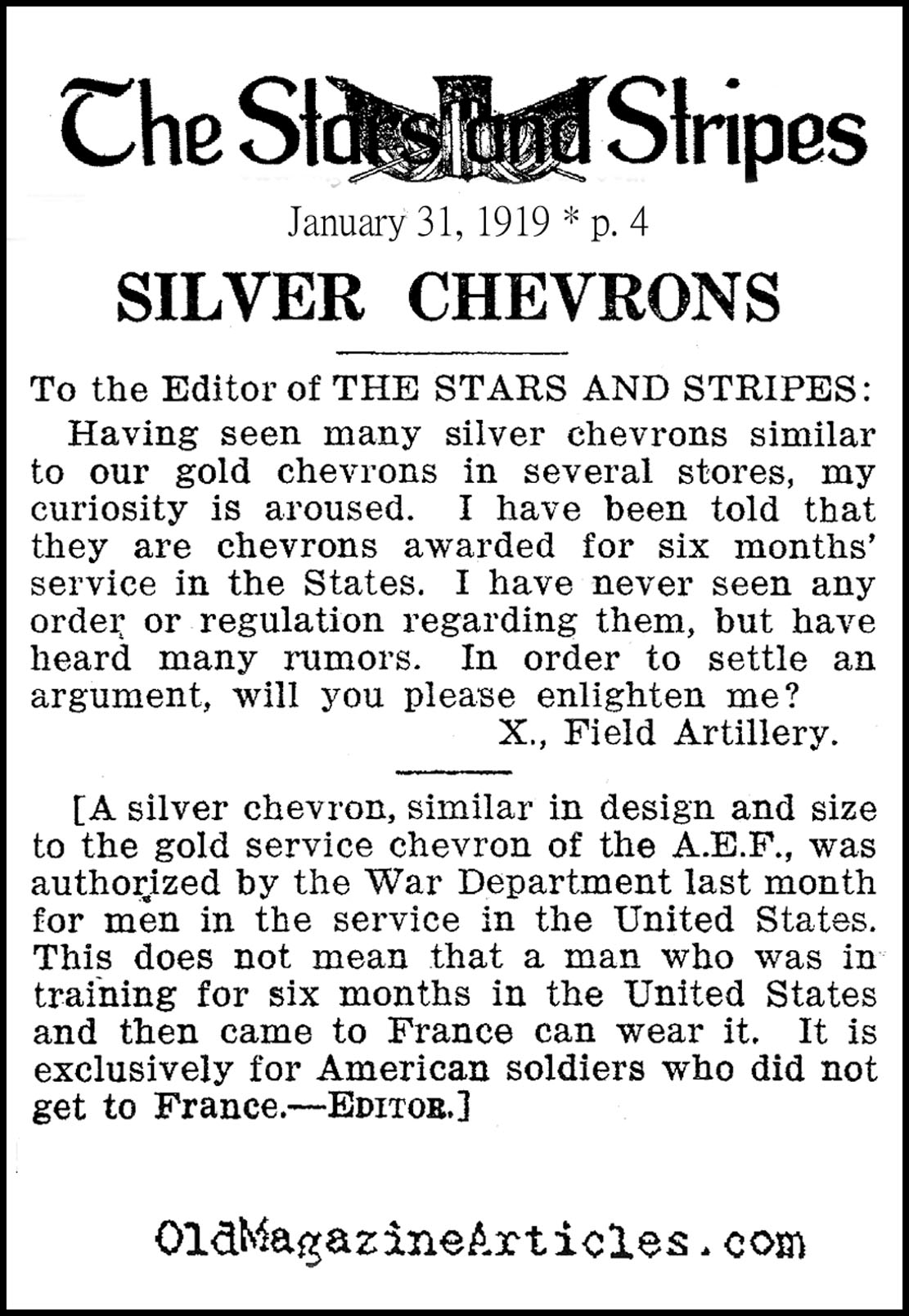 Silver Chevrons for the States (Stars and Stripes, 1919)