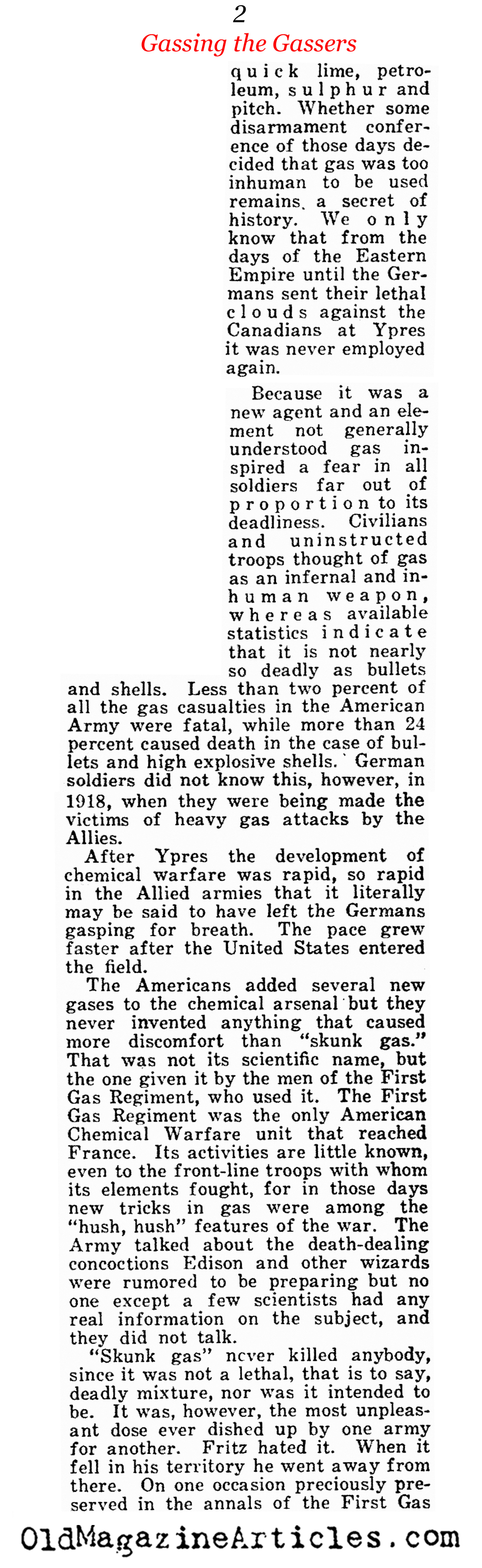 Gassing The Germans (American Legion Weekly, 1922)